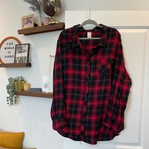 Terra & Sky Red and Black Flannel w embroidery